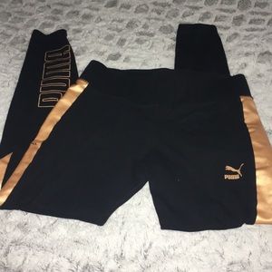 Puma Gold and Black Athletic Workout Leggings